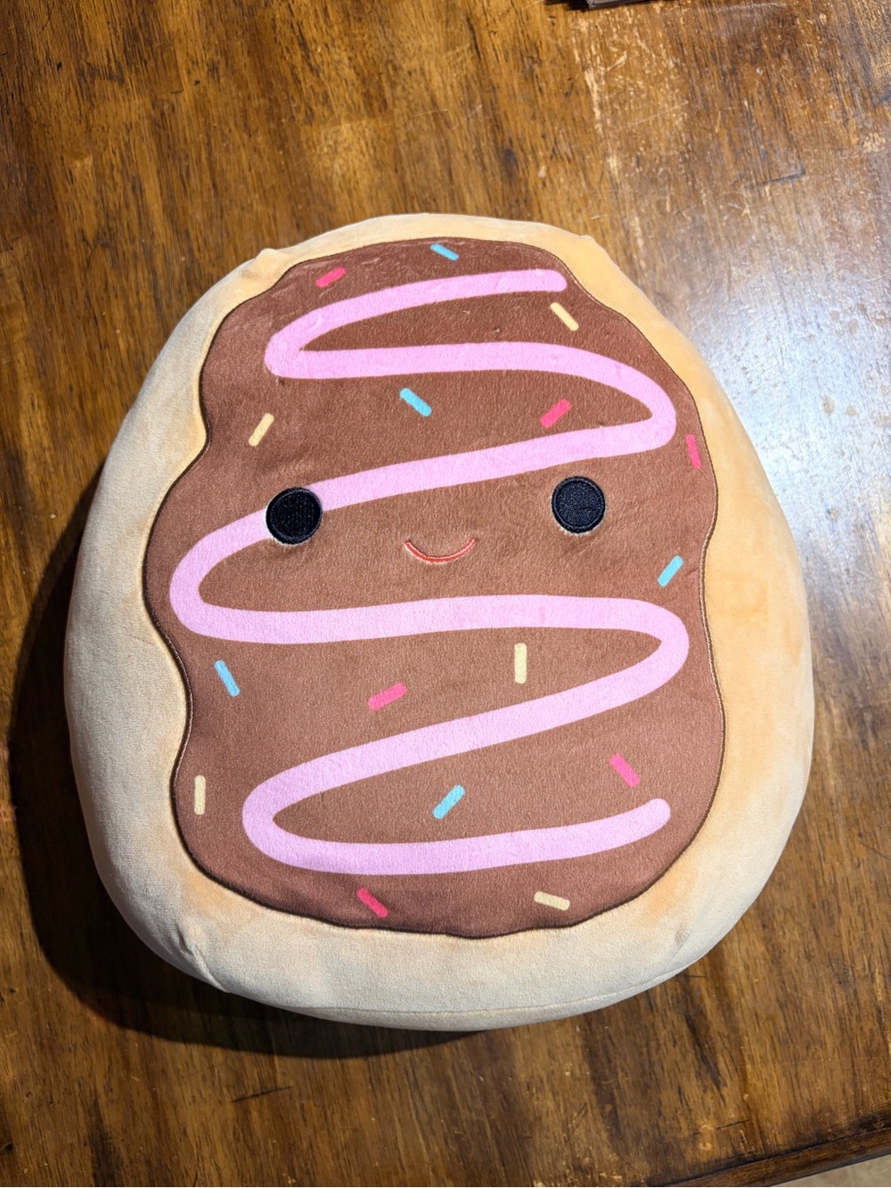 12 inch Squishmallows Pink & Brown Donut Sprinkle Accent Pillow